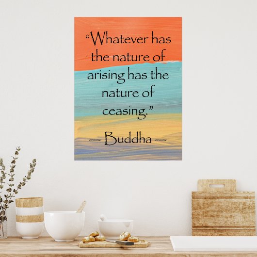 ブッダの本物の感動的引用文タイポグラフィ ポスター (キッチン)
