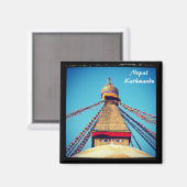 ブッダの目，ストゥーパ，カトマンズ – ネパール マグネット (正面/裏面)