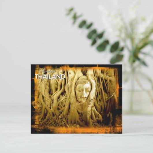 ブッダの頭がイチジクの根に絡まったアユタヤ ポストカード (スタンド正面)