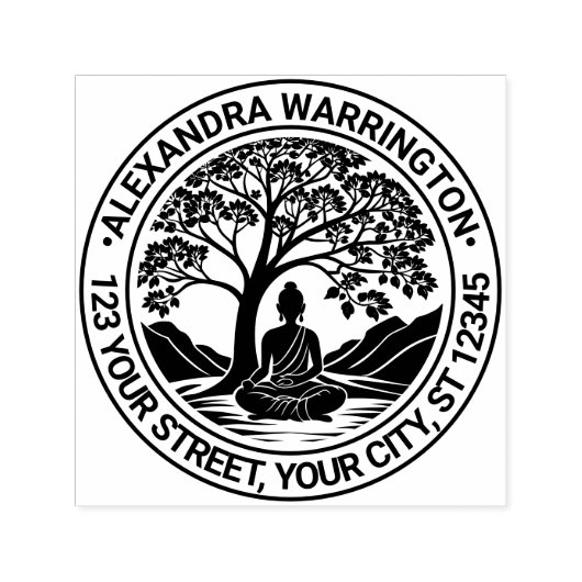 ブッダめい想ズアンダーツリーネーム差出人住所 セルフインキングスタンプ (デザイン)