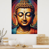 ブッダカラフルモダンピクセル美術 ポスター (キッチン)
