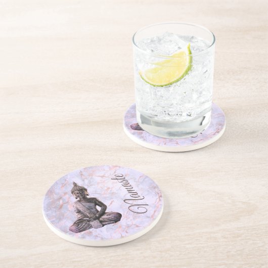 ブッダクラッシーピンクラベンダーマーブル コースター (側面)