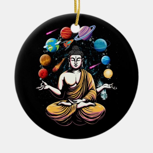 ブッダジャグリング宇宙惑星禅ヨガ瞑想 セラミックオーナメント (正面)