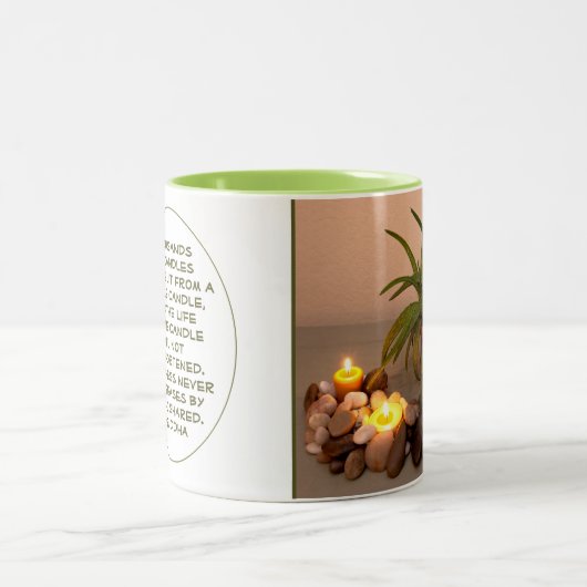 ブッダテンプレート引用文スチルライフ写真 ツートーンマグカップ (中央)