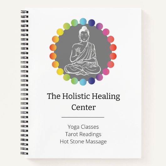 ブッダレインボーチャクラスピリチュアル形而上学的ヨガ ノートブック (正面)