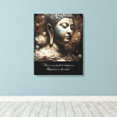 ブッダロータスフラワーハピネス引用文 キャンバスプリント (インサイチュ (ウッドフロア))