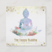 *~*ブッダロータスAP33植物水彩色QR スクエア名刺 (正面)