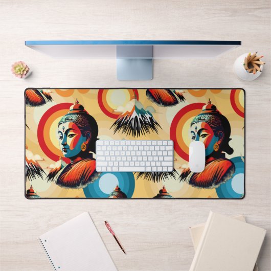 ブッダロードレトロポップ・アートのアートポートレート デスクマット (オフィス1)
