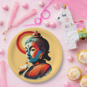 ブッダロードレトロポップ・アートのアートポートレート ペーパープレート (パーティー)