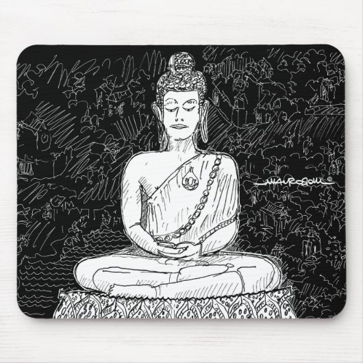 ブッダワットフーテンプルバンコクタイB&W マウスパッド (正面)