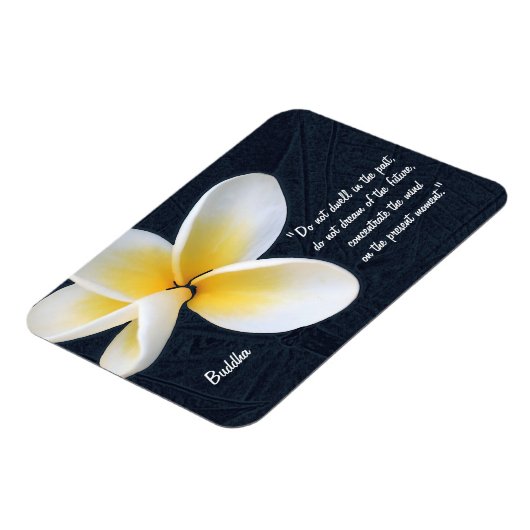 ブッダ引用文とフラジパニの花/アート瞑想 マグネット (左側)