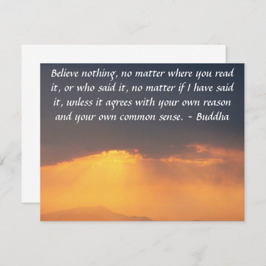 ブッダ引用文インスパイアやる気を起こさせる 招待状 (正面/裏面)