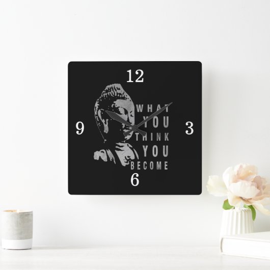 ブッダ引用文オンライフ感動的 スクエア壁時計 (ホーム)