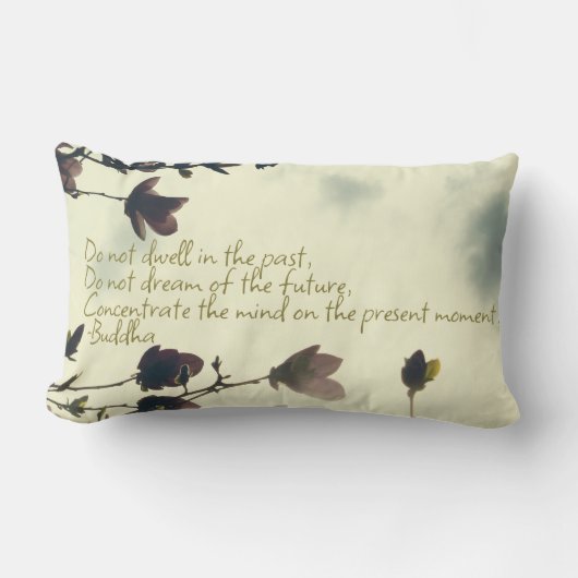 ブッダ引用文オン過去 ランバークッション (正面)