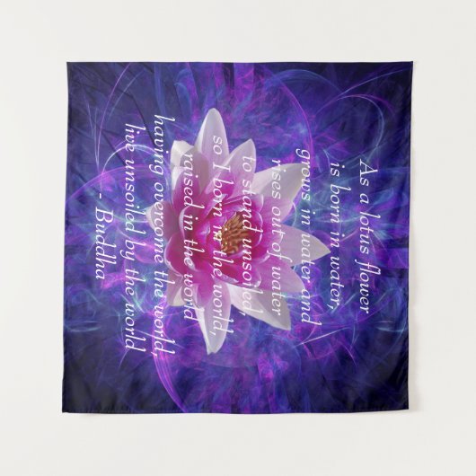 ブッダ引用文ロータスフラワー タペストリー (正面(横))