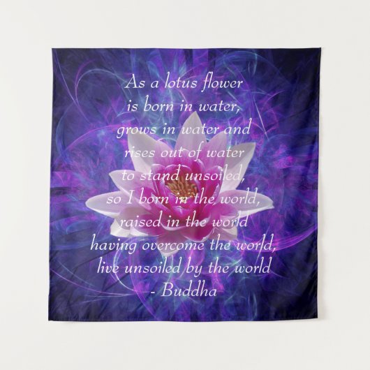 ブッダ引用文ロータスフラワー タペストリー (正面)