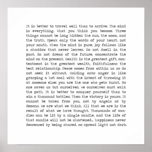 ブッダ知恵の言葉引用文 ポスター (正面)