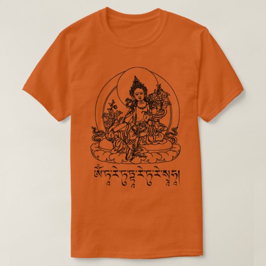 ブッダ緑タラマントラチベット仏教バジャレー Tシャツ (デザイン正面)