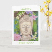 ブッダ花ハッピーバースデーカード カード (黄色い花)