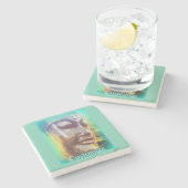 ブッダ顔グリーンサンダー_コーブ ストーンコースター (横)