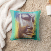 ブッダ顔グリーン クッション (ブランケット)