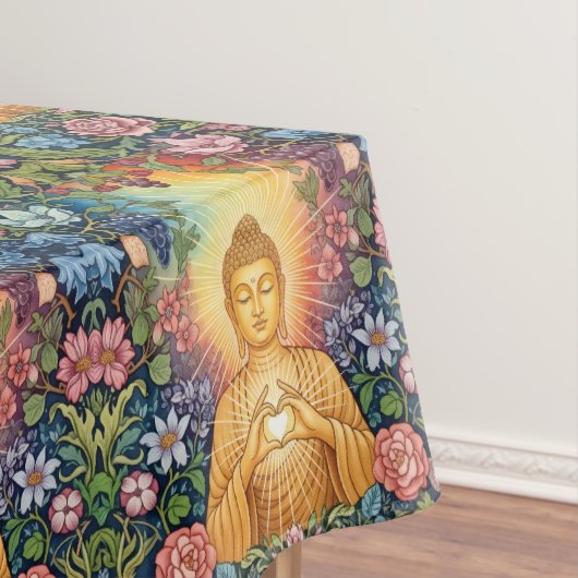ブッダ、光のハート、テーブル、フローラ、ヴィンテージ テーブルクロス (インサイチュ)