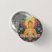 ブッダ、光のハート、フローラヴィンテージ、沈黙 缶バッジ (正面&裏面)