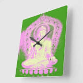 ブッダ – 緑 – 壁時計 (傾斜)