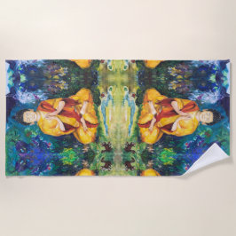 ブッダin the Garden Maureen Girard ビーチタオル