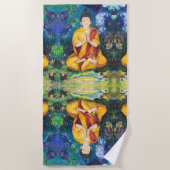 ブッダin the Garden Maureen Girard ビーチタオル (正面)