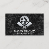 ブッチャーのロゴ |黒い大理石 名刺 (正面)
