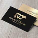 ブッチャーショップミート&家禽市場モダン金ゴールド 名刺<br><div class="desc">金ゴールドチキンピッグ&カウロゴミート&鶏市場のブッチャービジネスカード。</div>