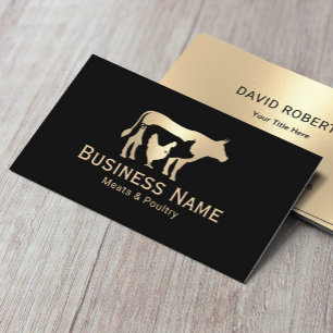 ブッチャーショップミート&家禽市場モダン金ゴールド 名刺