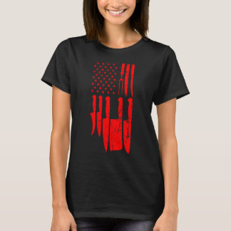 ブッチャーナイフセット7月4日アメリカ合衆国の果肉の家きん Tシャツ