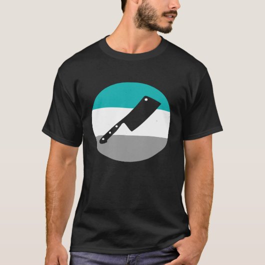 ブッチャーナイフレトロ調理師男性へ女性 Tシャツ (正面)