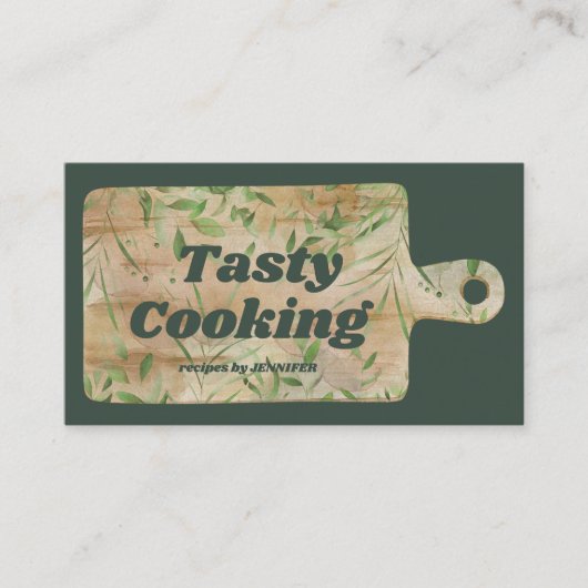 ブッチャーフローラベーカリー料理シェフセージグリーン金ゴールド 名刺 (正面)