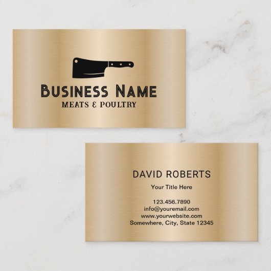 ブッチャーミートクリーバーミート&家禽市場金ゴールド 名刺 (正面/裏面)