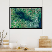 ブッテデモルト湖ウィスコンシン衛星地図 ポスター (キッチン)