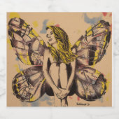 ブッテフライ・レディ、バタフライ・ウーマン、ブロンド・フェアリー・アート ビールラベル (シングルラベル)