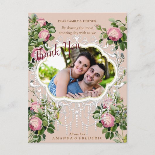 ブッビクトリアンシュ庭園の結婚式ありがとう ポストカード (正面)