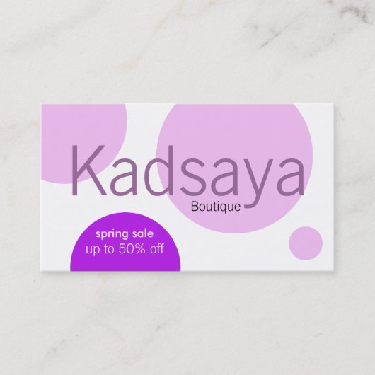 ブティックのKadsaya 8のプロモーションの店の名刺 名刺 (正面)