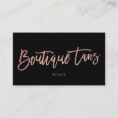 ブティックはロゴのばら色の金ゴールドのタイポグラフィの黒を日焼けさせます 名刺 (正面)