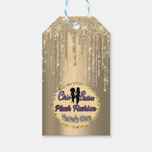 ブティックアパレル価格ラベル金ゴールドドリップスシスターロゴ ギフトタグ (正面)