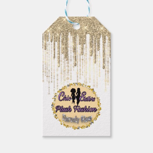 ブティックアパレル価格ラベル金ゴールドドリップスホワイト ギフトタグ (正面)