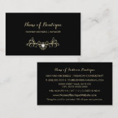 ブティックエレガントブラック&金ゴールドダイヤモンドスパークレス 名刺 (正面/裏面)