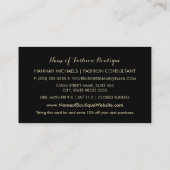 ブティックエレガントブラック&金ゴールドダイヤモンドスパークレス 名刺 (裏面)