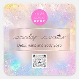 ブティックオンラインショップバラホログラフQRコードロゴ スクエアシール