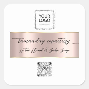 ブティックオンラインショップバラQRコードロゴホワイト スクエアシール
