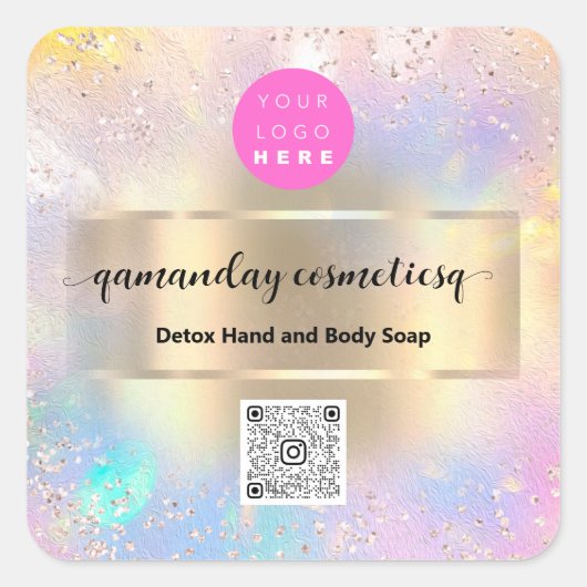ブティックオンラインショップ化粧ホログラフQRコードロゴ スクエアシール (正面)