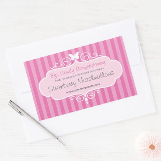 ブティックキャンディショップピンクフード販売ラベルシール 長方形シール (封筒)